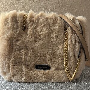Kate Spade Beige Faux Fur Shoulder Bag